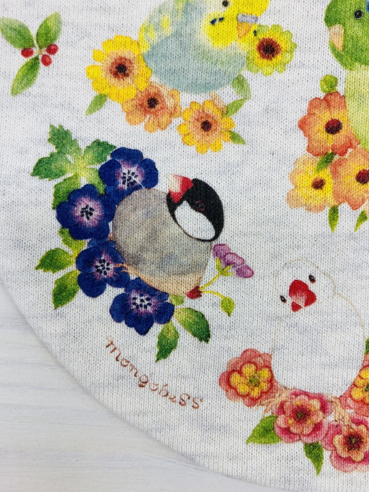 Birds &  Flower Drawstring Bag Medium Size