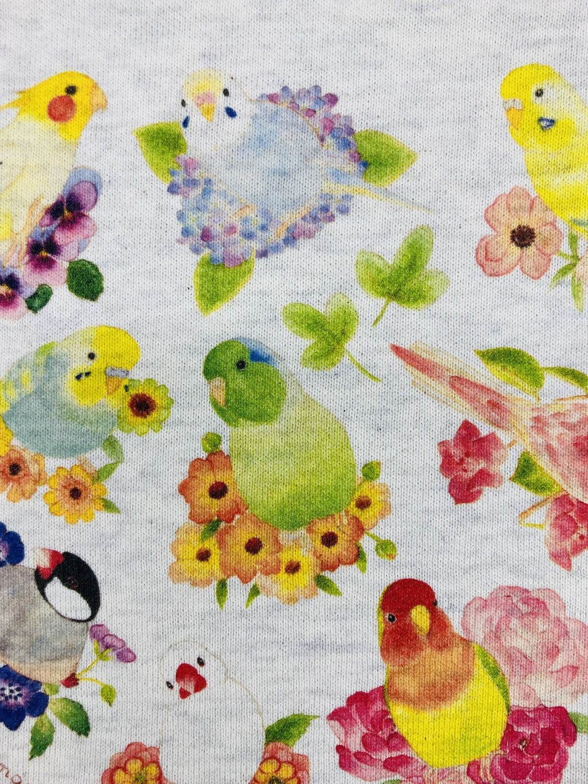 Birds &  Flower Drawstring Bag Medium Size