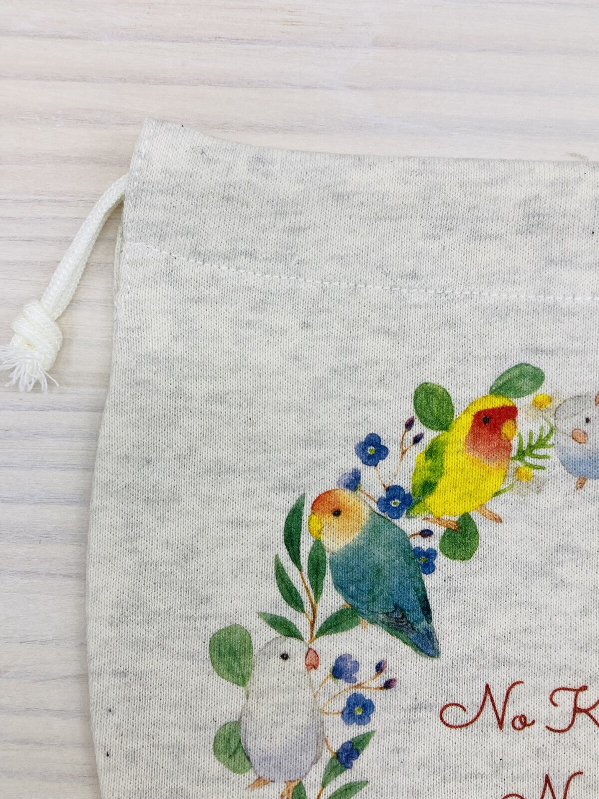 Lovebird Wreath Drawstring Bag Medium Size