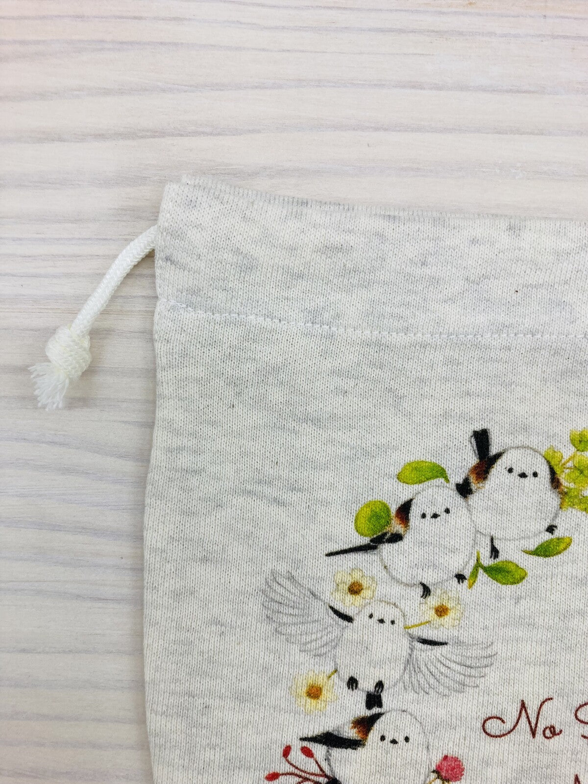 Long-tailed Tit Wreath Drawstring Bag Medium Size