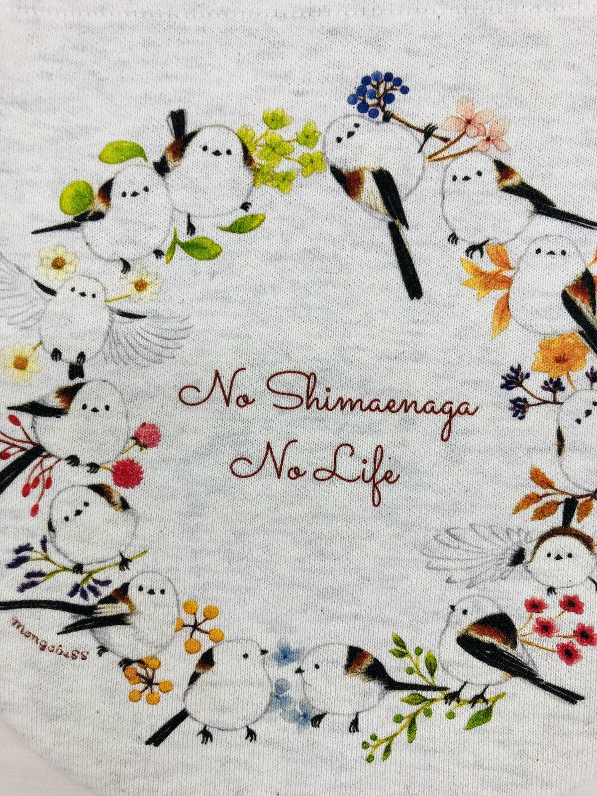 Long-tailed Tit Wreath Drawstring Bag Medium Size