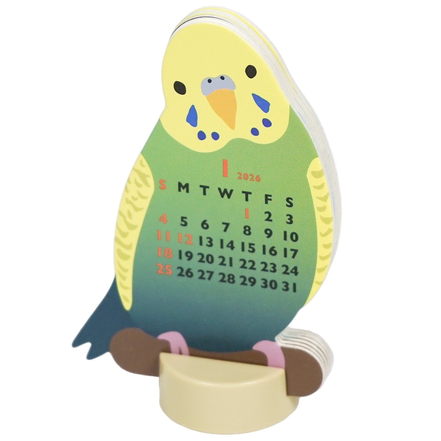 2026 Die Cut Calendar Budgie Cockatiel Lovebird Mini Size Stand Type　