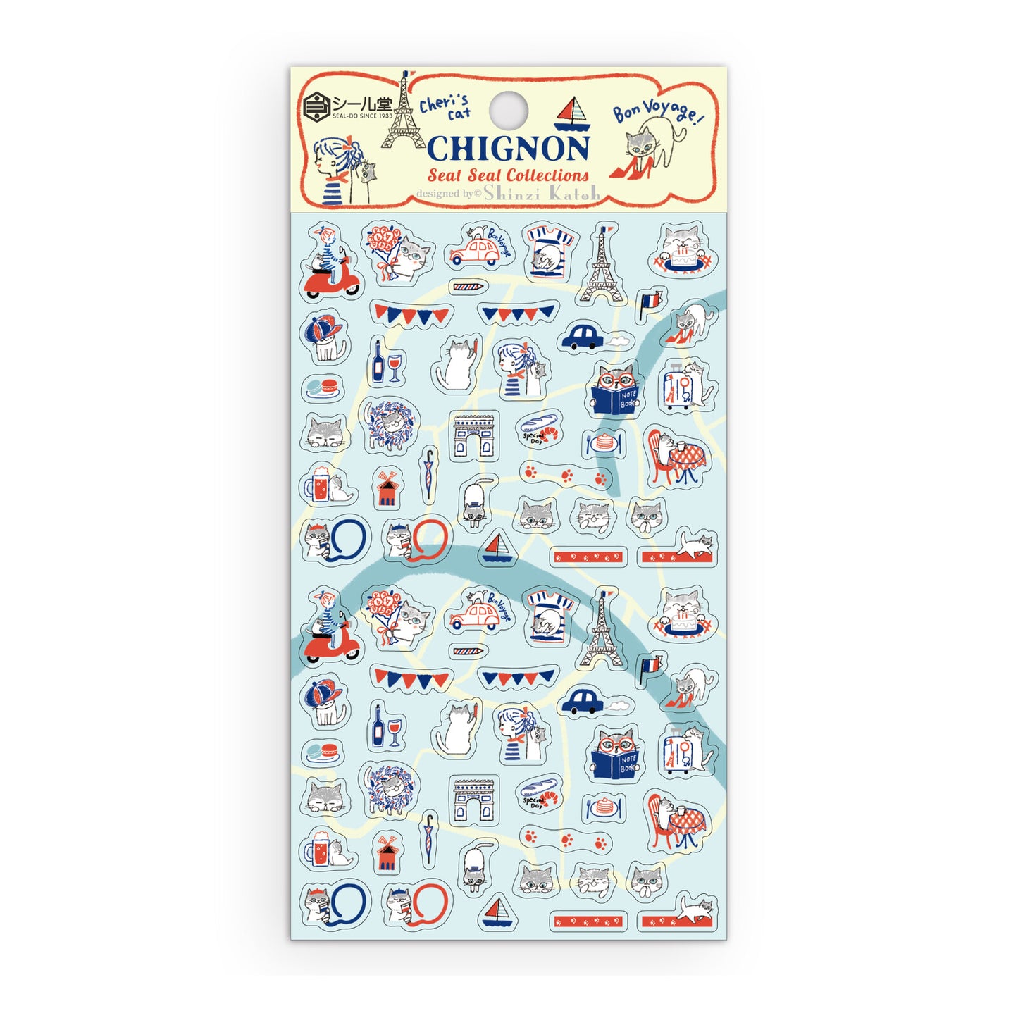 Chignon Cat France Stickers - Sweet Birdie Boutique International