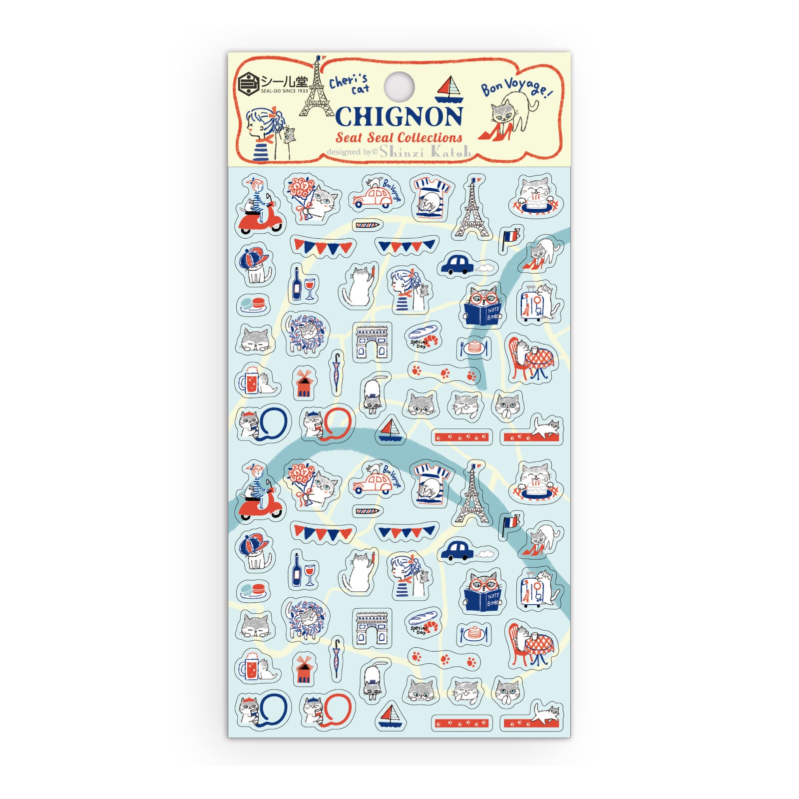 Chignon Cat France Stickers - Sweet Birdie Boutique International