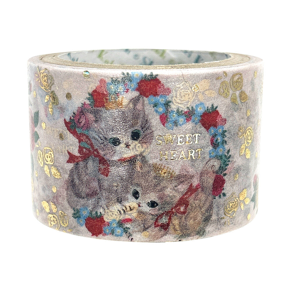 Rose Cat Glitter Japanese Washi Tape - Sweet Birdie Boutique International