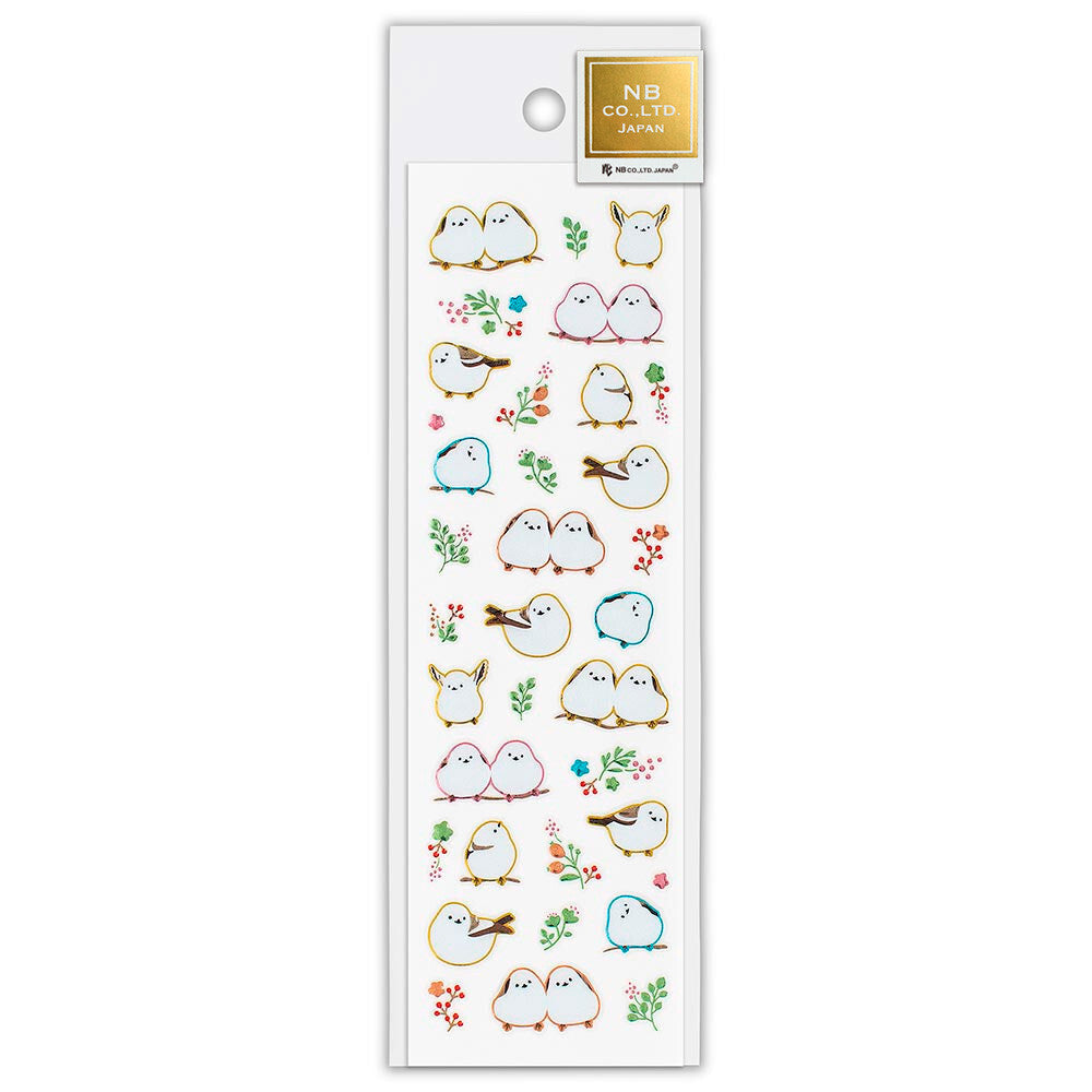 Long-tailed Tit Stickers with foil Accents