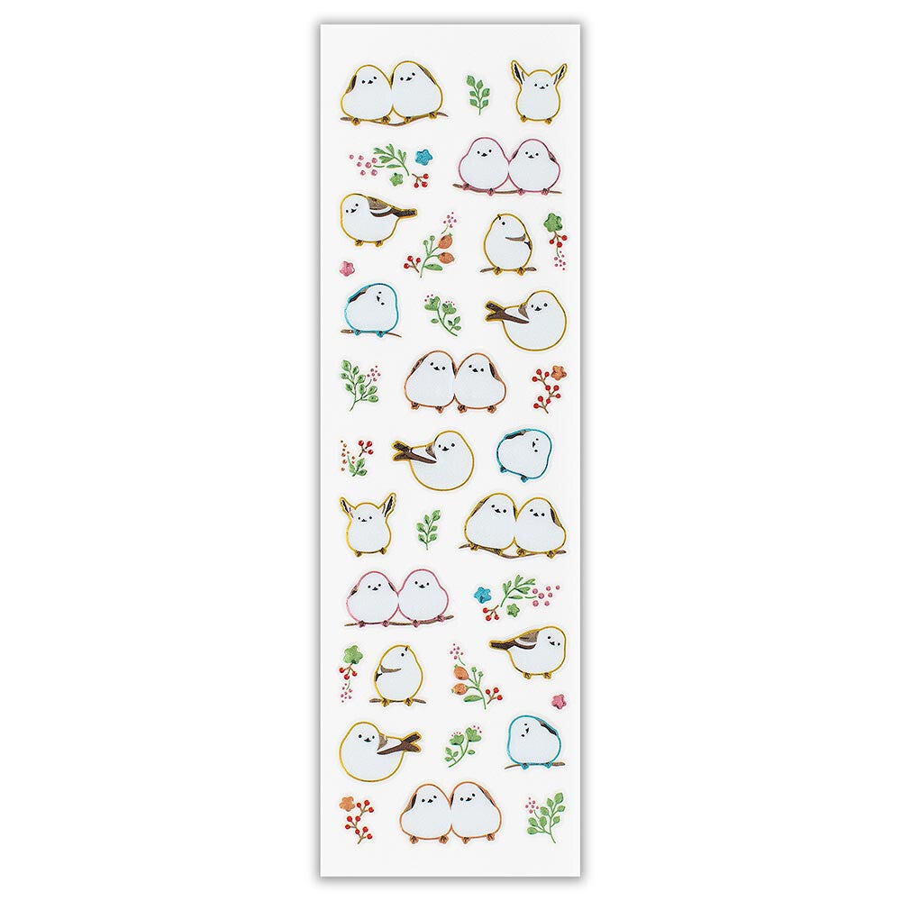 Long-tailed Tit Stickers with foil Accents