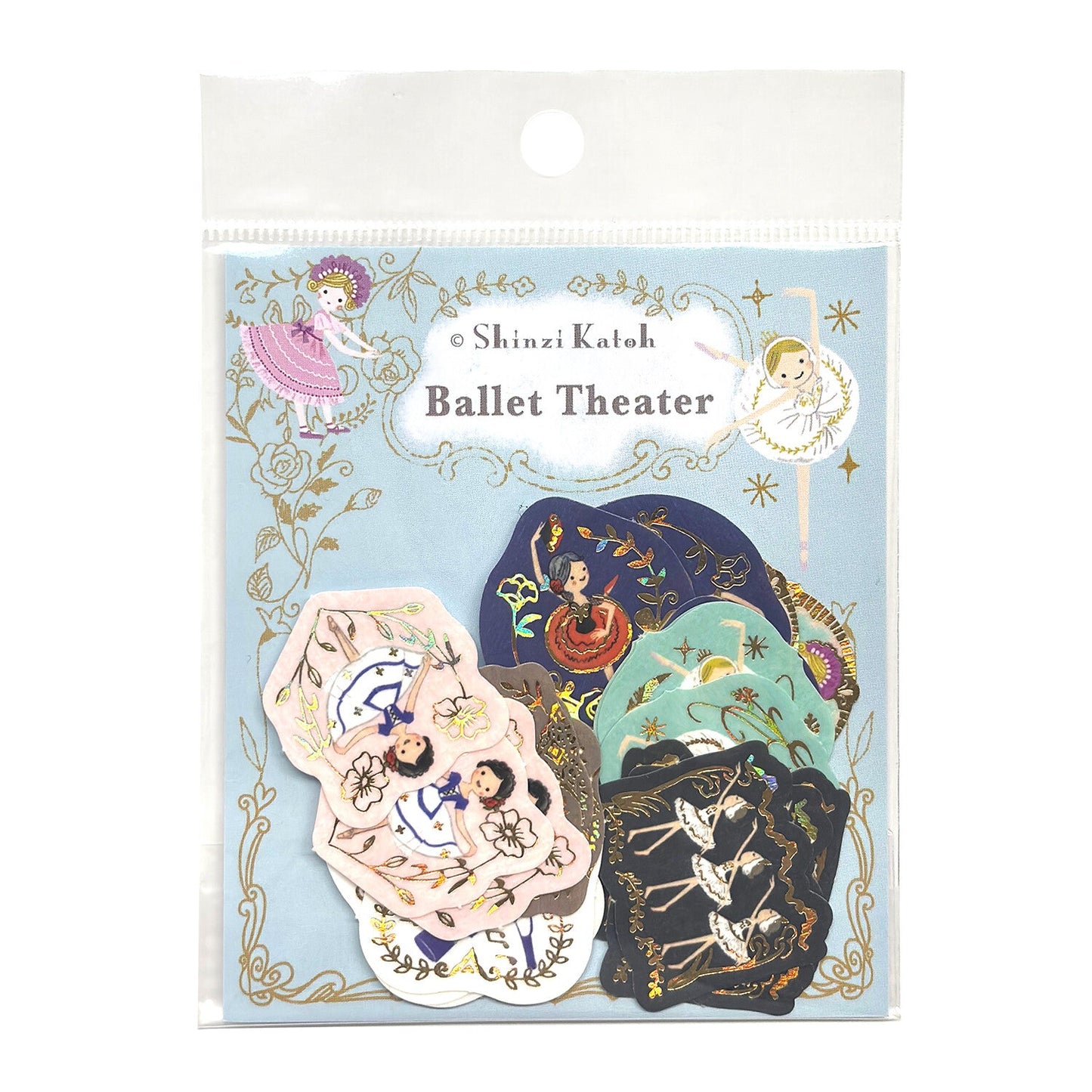 Ballet Theater Japanese Washi Stickers Pack with Matte Gold Foil Accents