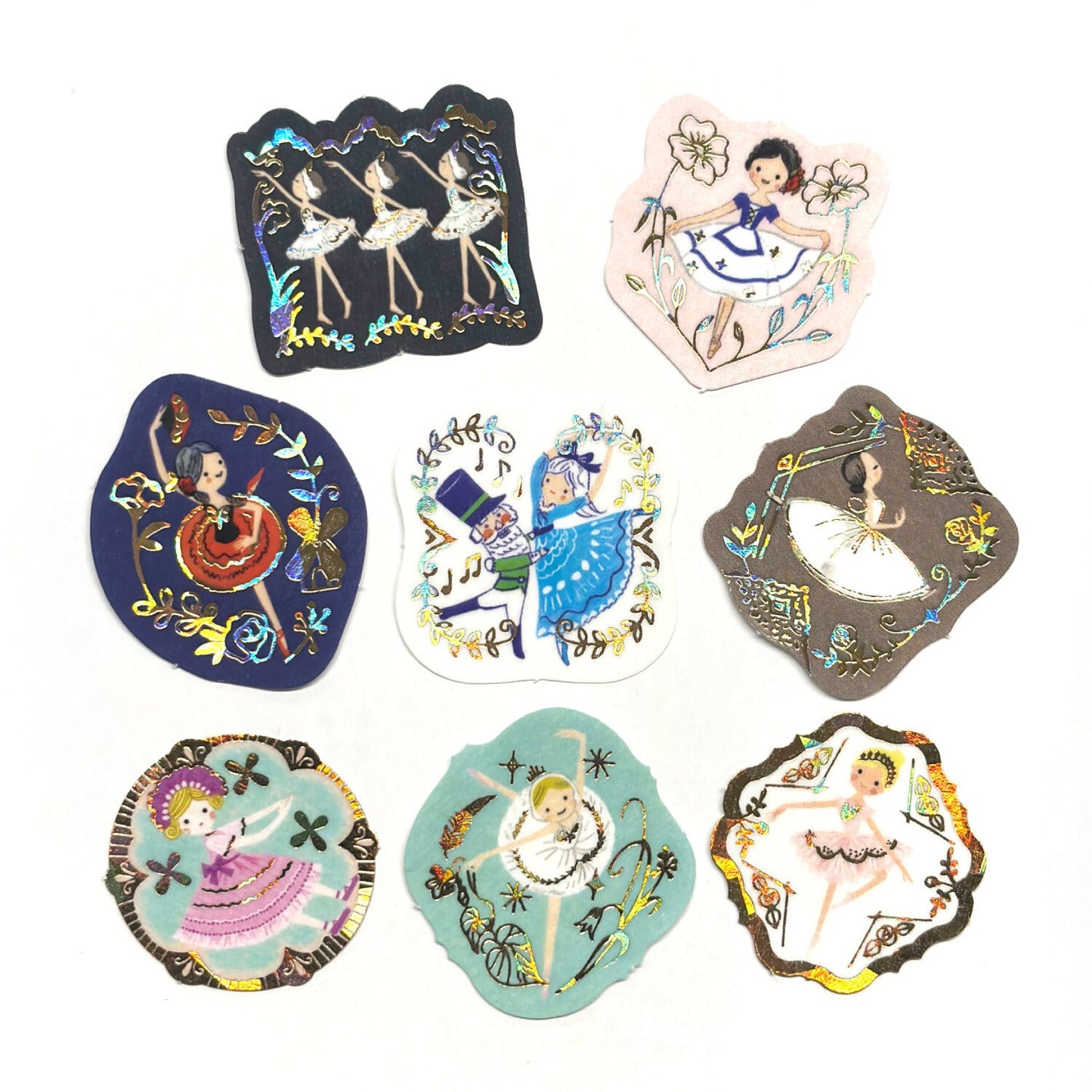Ballet Theater Japanese Washi Stickers Pack with Matte Gold Foil Accents