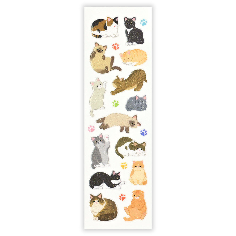 Cat Stickers with Glitter Accent