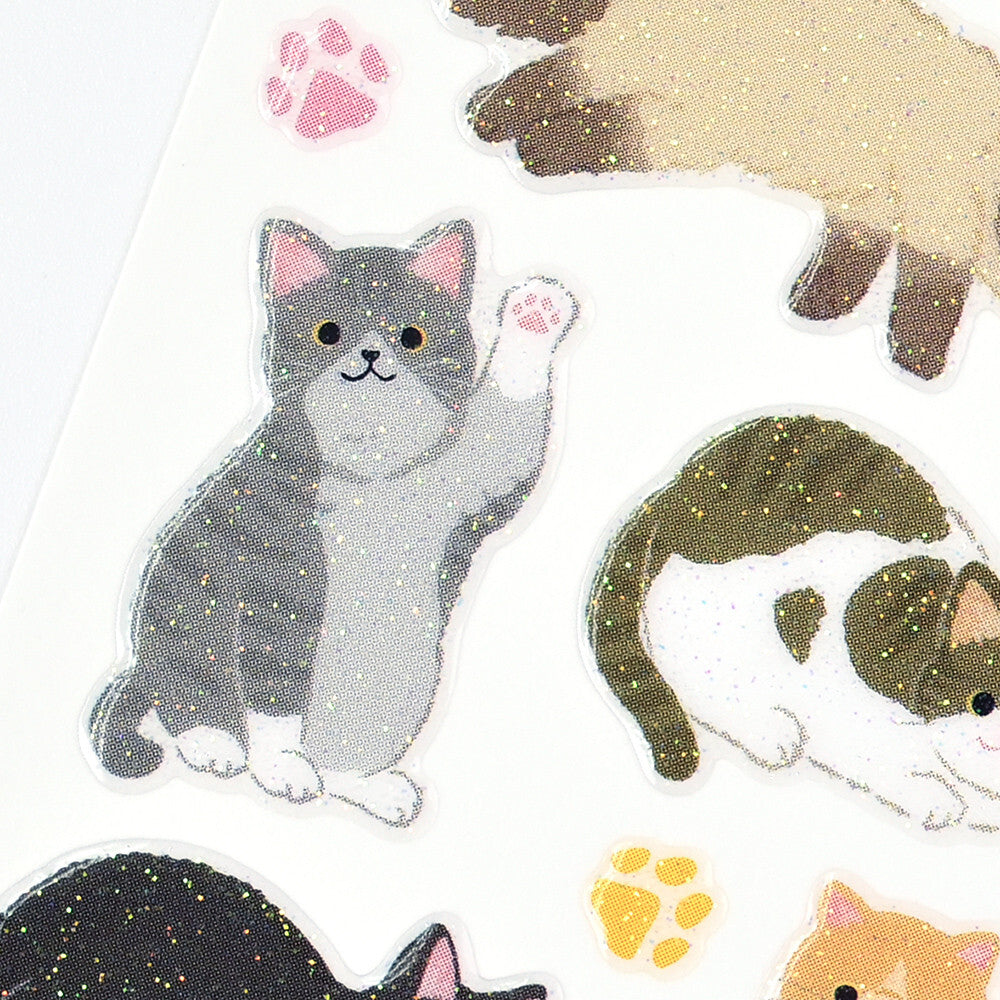 Cat Stickers with Glitter Accent