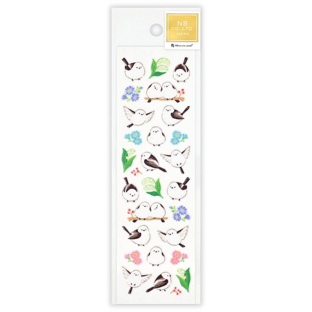 Long-tailed Tit Stickers with Glitter Accent