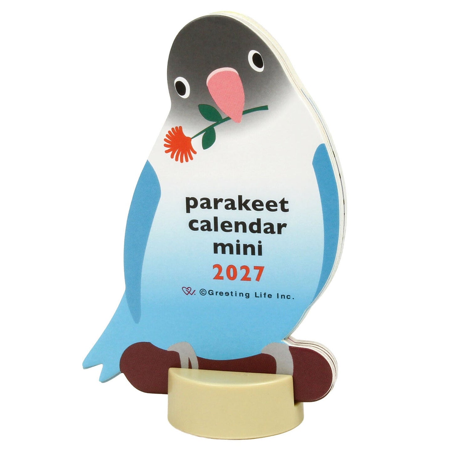 2027 Die Cut Calendar Lovebird Budgie Cockatiel Mini Size Stand Type　