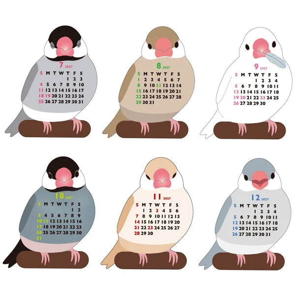 2027 Die Cut Calendar Java Sparrow Mini Size Stand Type
