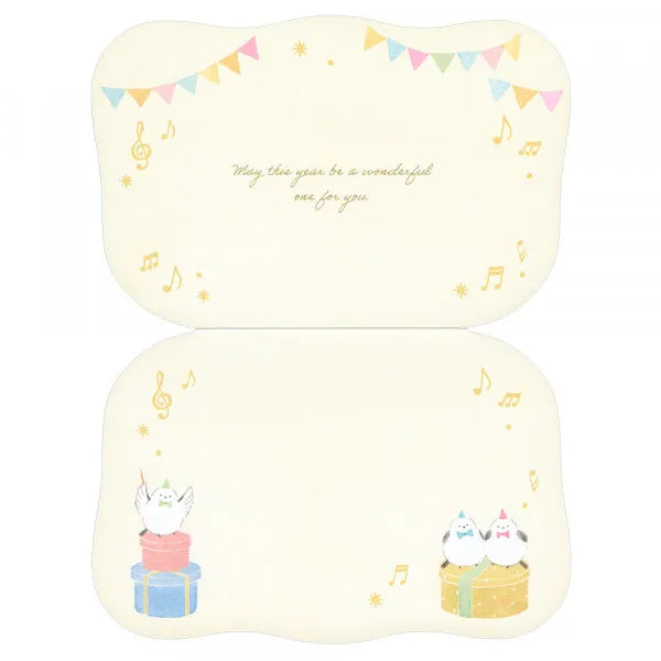 Long-tailed Tit Birthday Card with Gold Accent