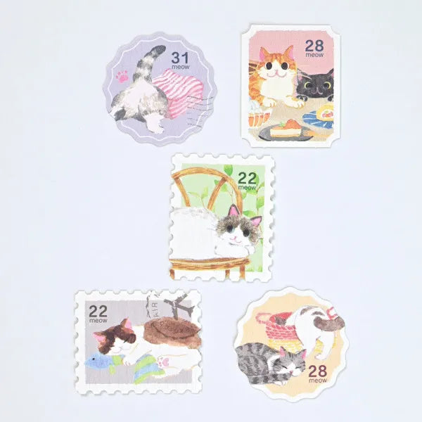 Cat Stickers Pack Nekorobi Postage Stamps