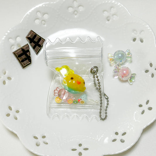 Budgie Candy Bag Shaker Charm Yellow Harlequin