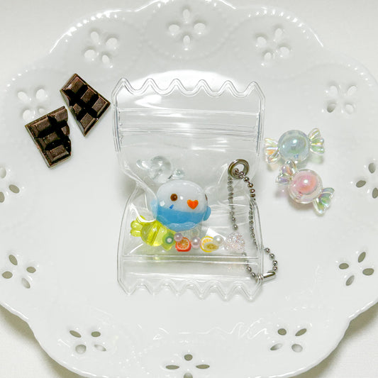 Budgie Candy Bag Shaker Charm Blue