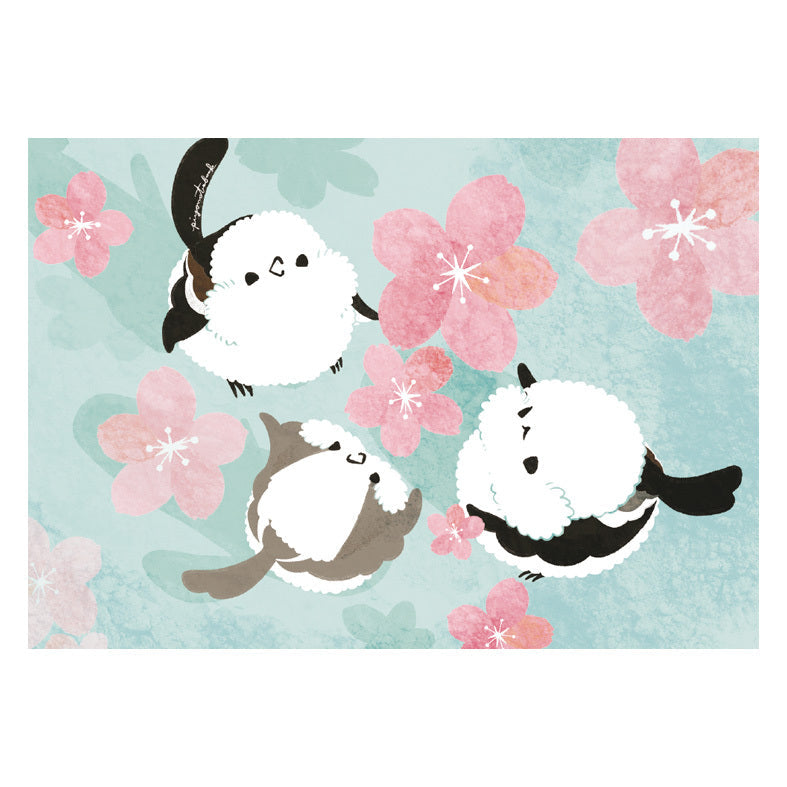 Long-tailed Tit Falling Cherry Blossoms Memo Pad