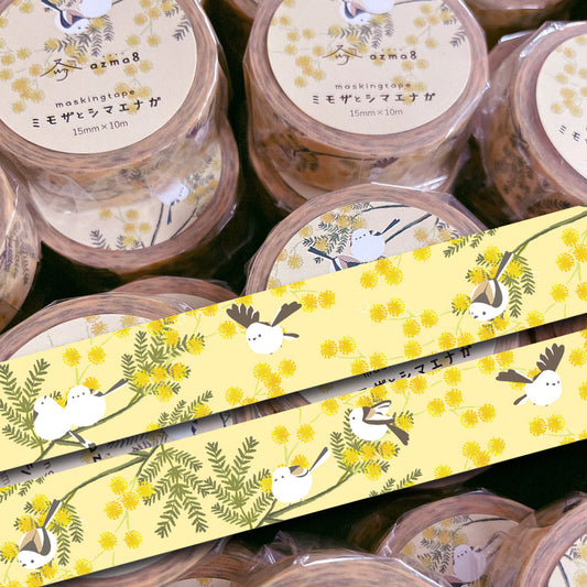 Long-tailed Tit Mimosa Japanese Washi Tape Masking Tape