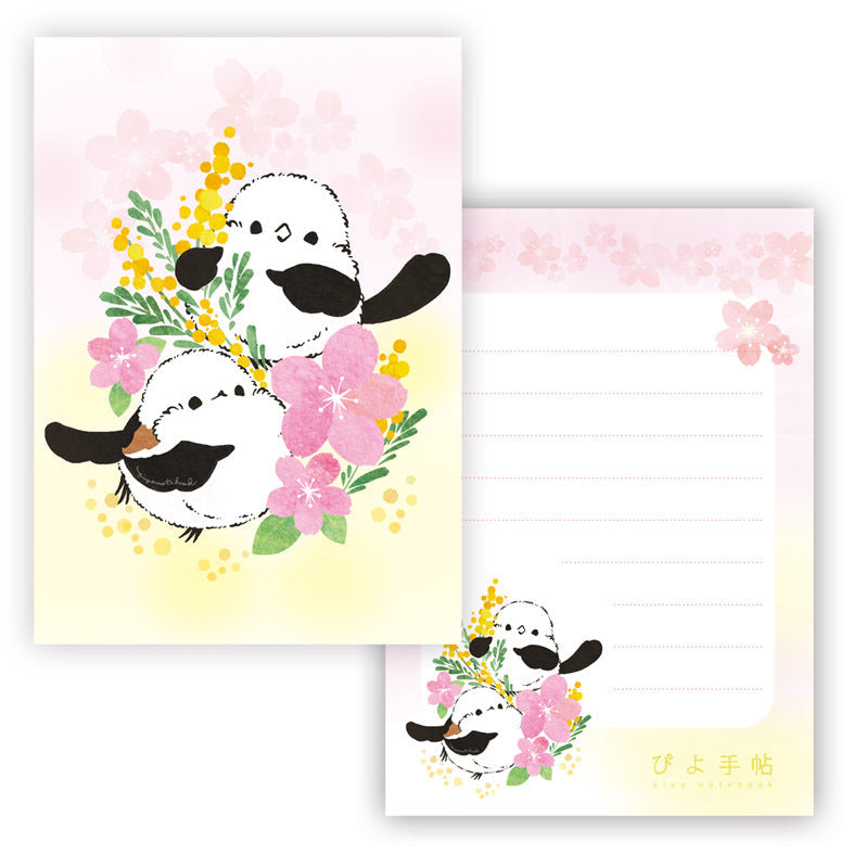Long-tailed Tit Mimosa Cherry Blossom Memo Pad
