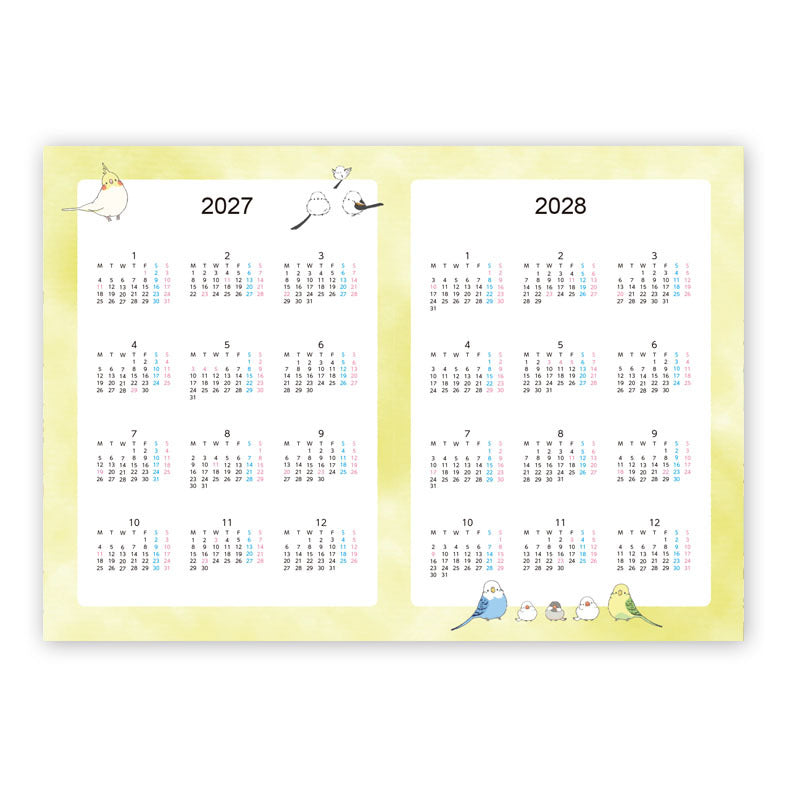 2027 Long-tailed Tit Budgie Java Sparrow Cockatiel Planner Diary Schedule Book A6 size (December 2026 Start)