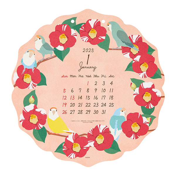 2025 Midori Bird & Flower Die Cut Wall Calendar