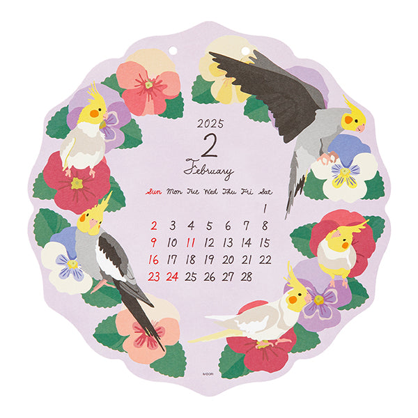 2025 Midori Bird & Flower Die Cut Wall Calendar