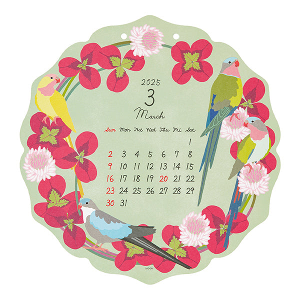 2025 Midori Bird & Flower Die Cut Wall Calendar