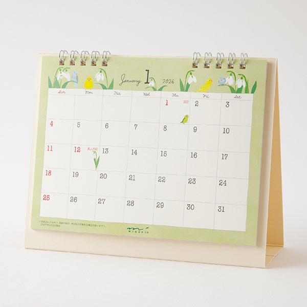 2026 Bird & Flower Stand Desk Calendar Free Gift  Not for Sale