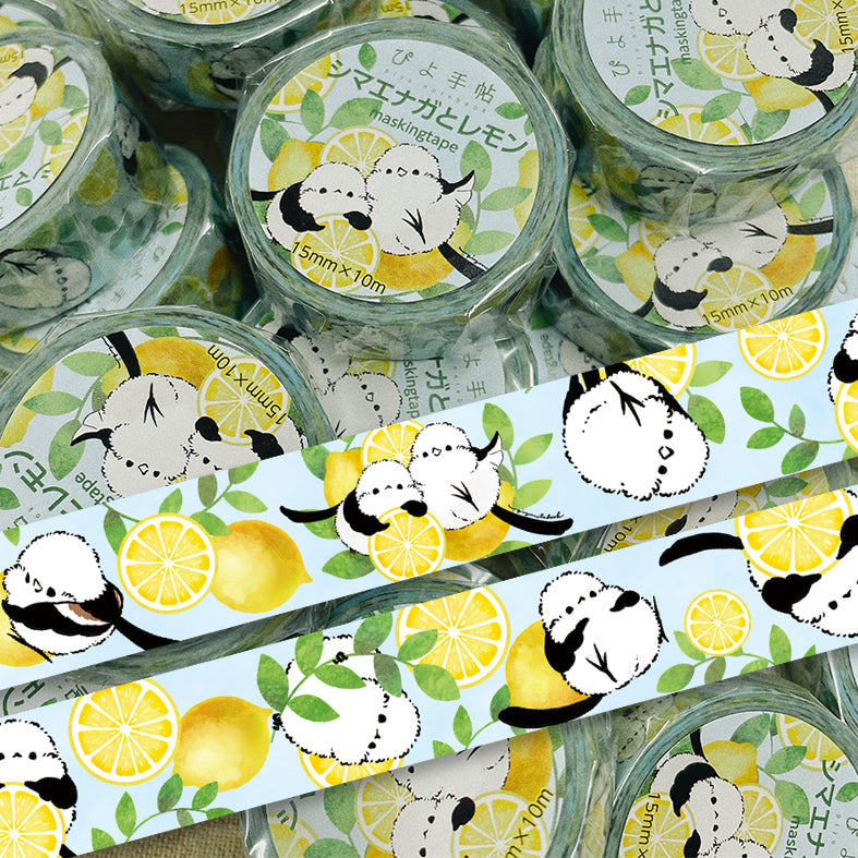 Long-tailed Tit Lemon Japanese Washi Tape Masking Tape