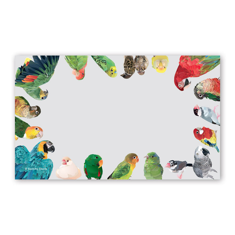 Set of 10 Birds Mini Message Card