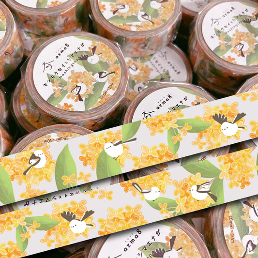 Long-tailed Tit Fragrant Olive Japanese Washi Tape Masking Tape