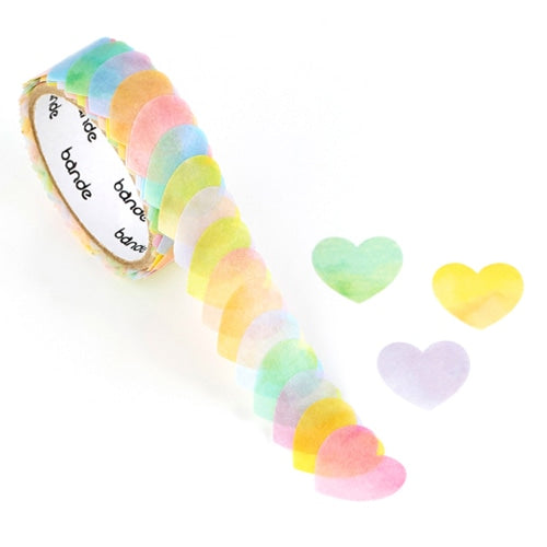 Watercolor Heart Pastel Japanese Washi Roll Stickers - Sweet Birdie Boutique International
