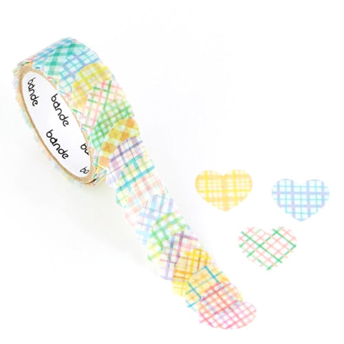 Watercolor Heart Check Japanese Washi Roll Stickers - Sweet Birdie Boutique International