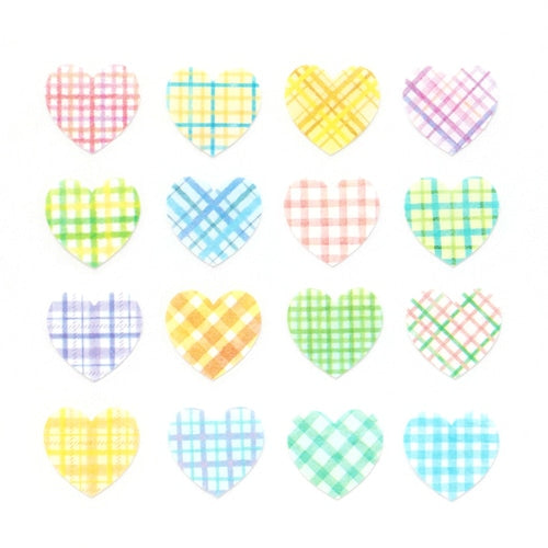 Watercolor Heart Check Japanese Washi Roll Stickers - Sweet Birdie Boutique International