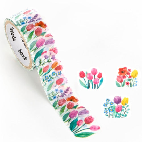 Tulip Field Japanese Washi Roll Stickers