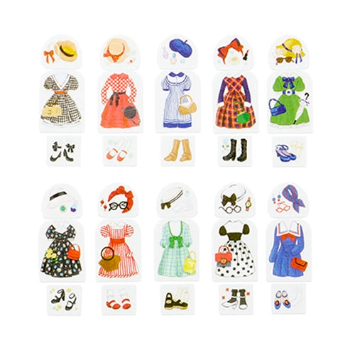 Outfit of the Day Retro Cinema Lady Japanese Washi Roll Stickers - Sweet Birdie Boutique International