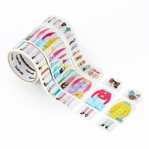 Cat Girls' Party Dress-up Japanese Washi Roll Stickers