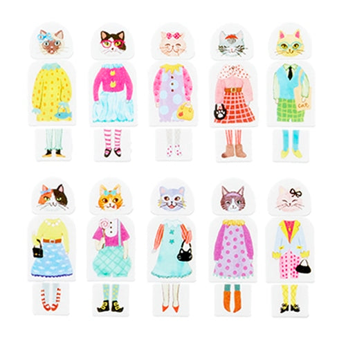 Cat Girls' Party Dress-up Japanese Washi Roll Stickers