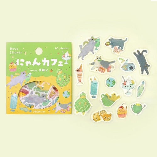 Cat Washi Stickers Flakes with Gold Accent Cat Cafe Melon