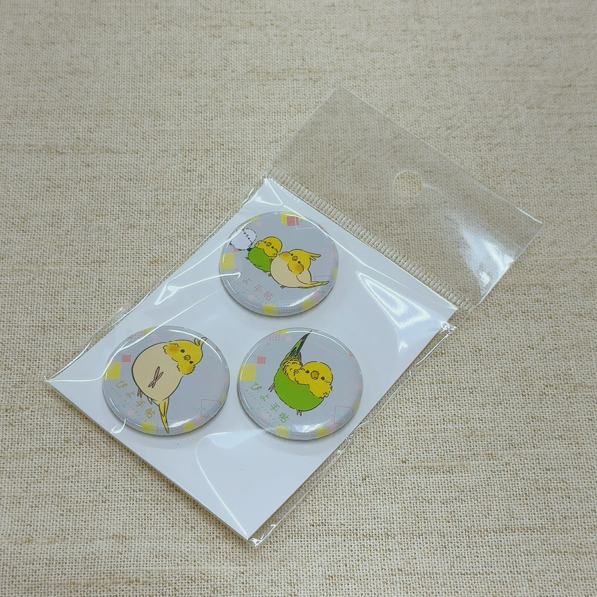 Pin Badge Set Long-tailed Tit Budgie Cockatiel