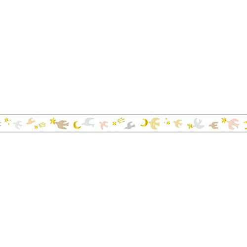 Flying Bird Transparent PET Deco Tape with Gold Accent Slim Size - Sweet Birdie Boutique International