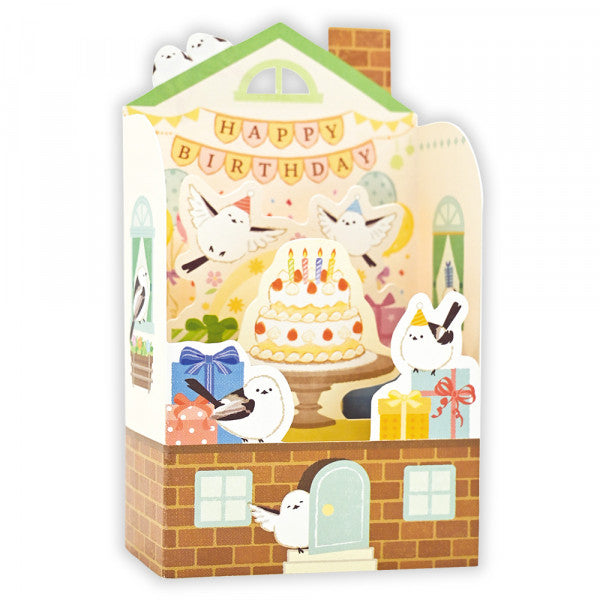 Long-tailed Tit House 3D Birthday Card