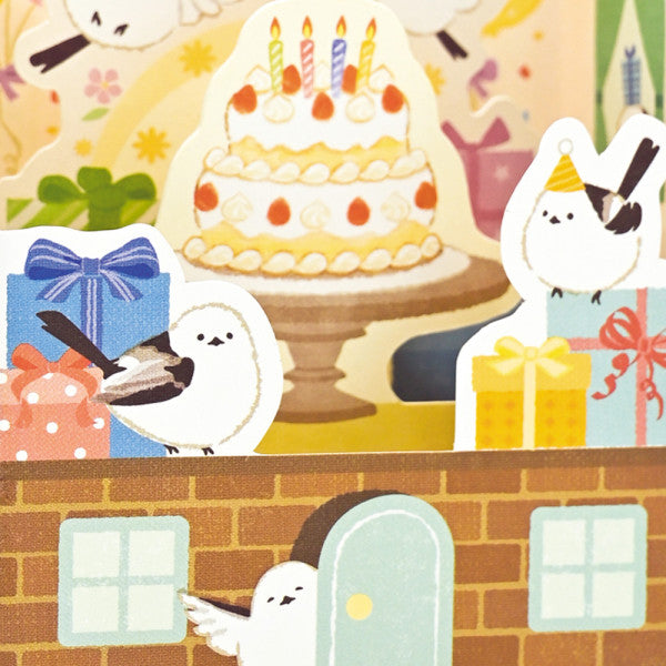 Long-tailed Tit House 3D Birthday Card