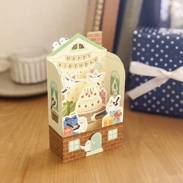 Long-tailed Tit House 3D Birthday Card
