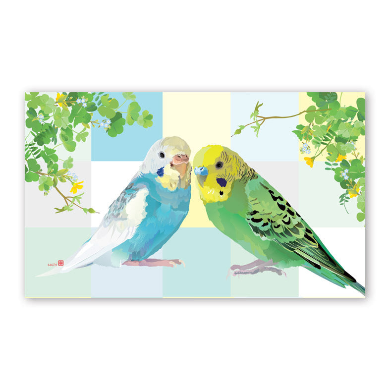 Set of 10 Budgie Mini Message Card