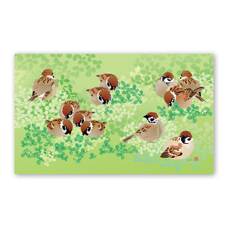 Set of 10 Sparrow Mini Message Card