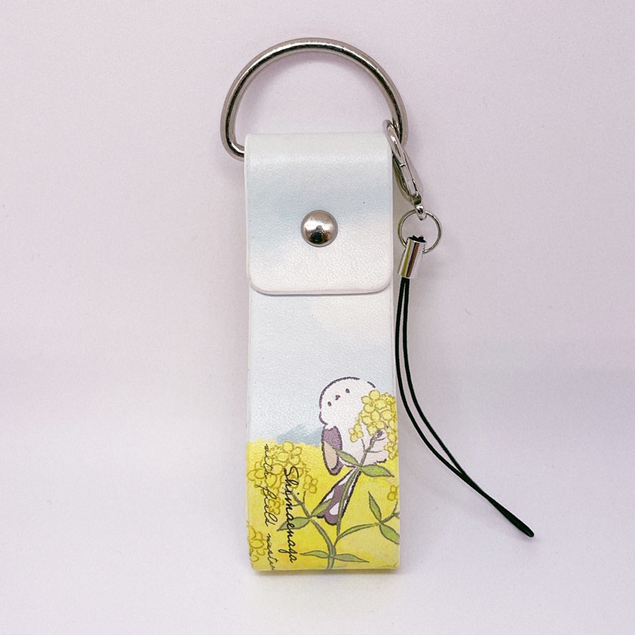 Long-tailed Tit in a Canola Field PU Leather Keychain Strap
