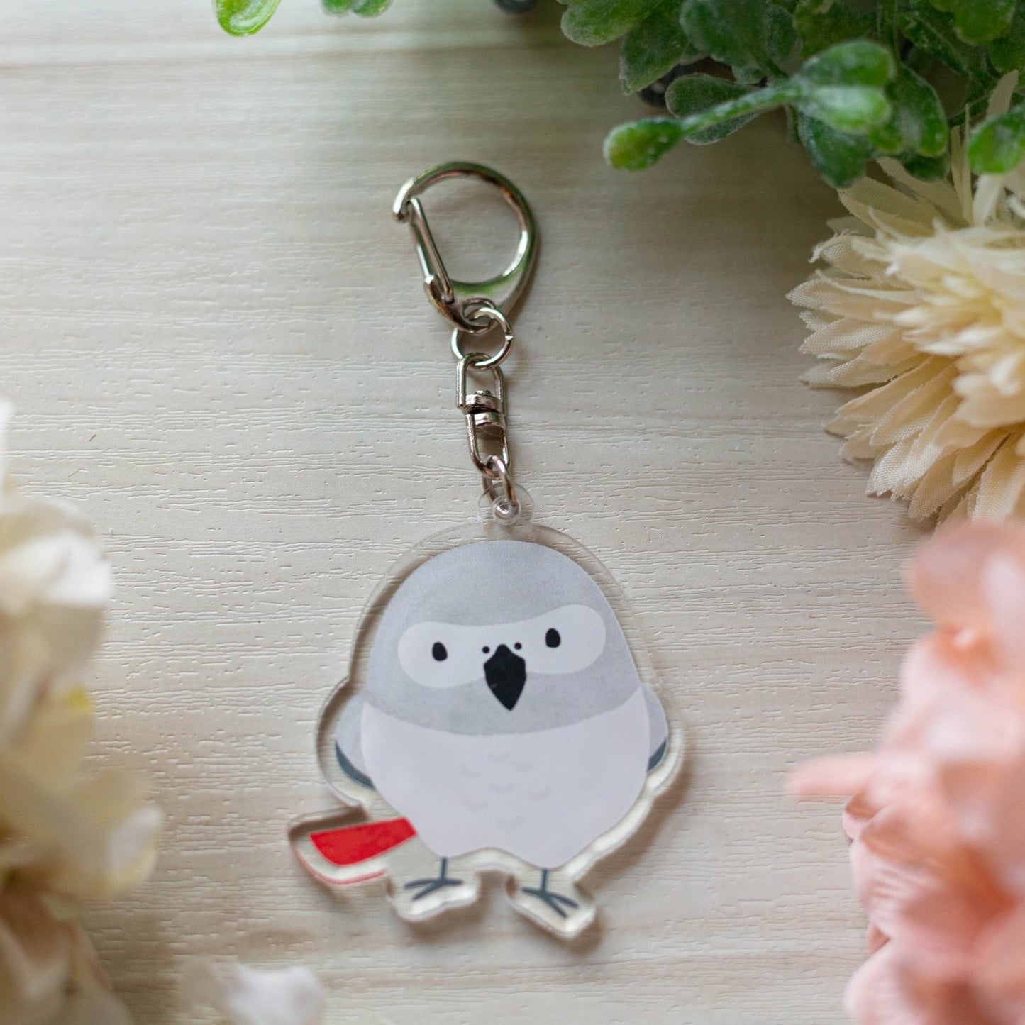 (Made-to-order requests are currently closed. Please wait until we reopen.) Made-to-Order African Gray Parrot Acrylic Key Holder